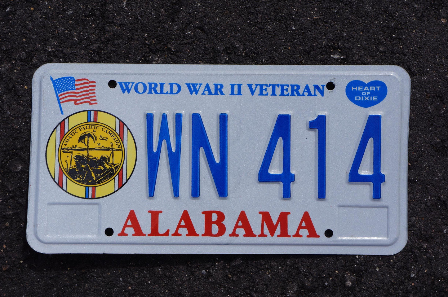 Alabama WORLD WAR II Veteran License Plate -