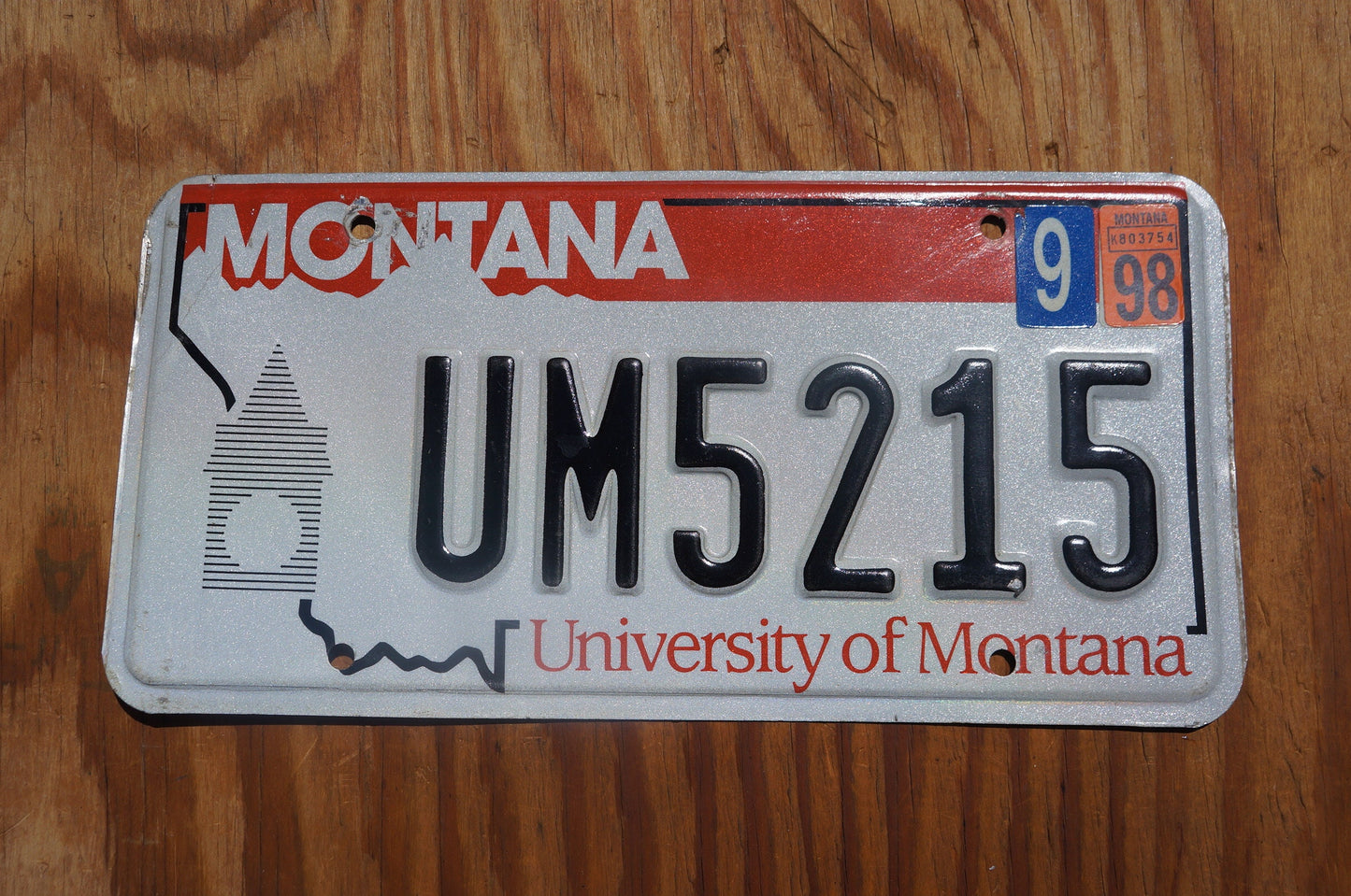 1998 Montana License Plate University of Montana