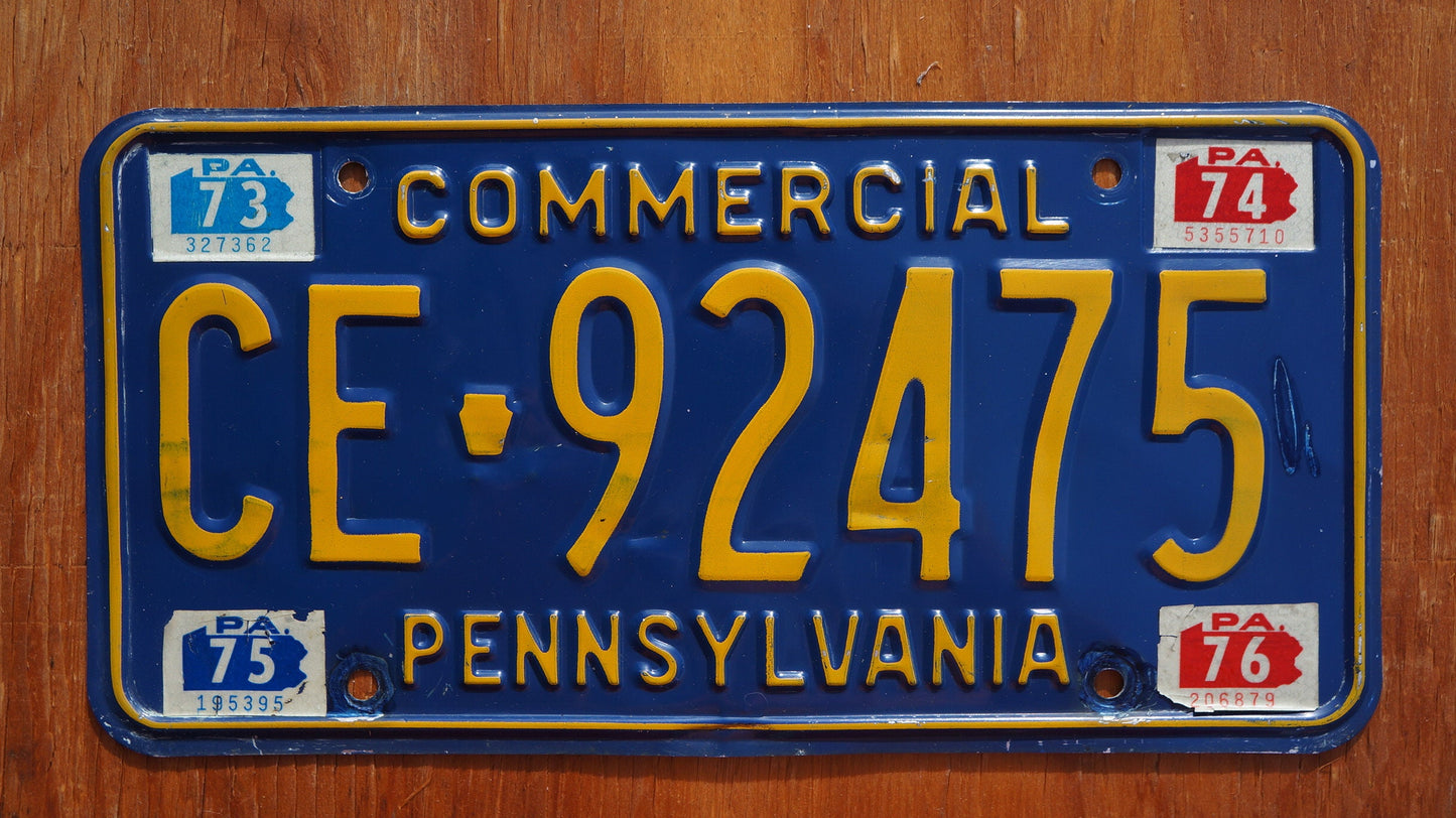 1973 1974 1975 1976 Pennsylvania Blue Vintage License Plate