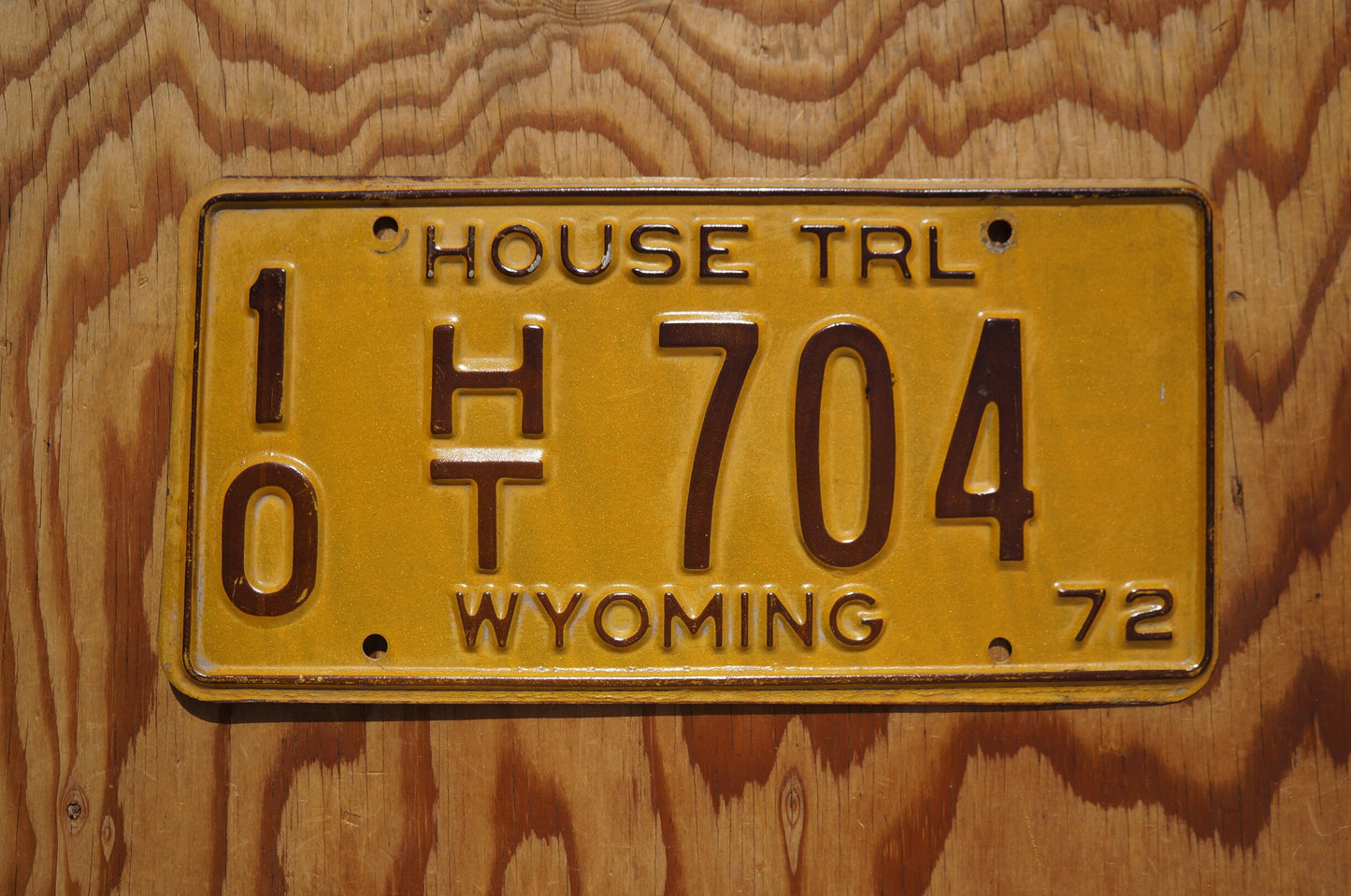 1972 Wyoming HOUSE TRAILER HT License Plate # 10 - 704 Fremont County