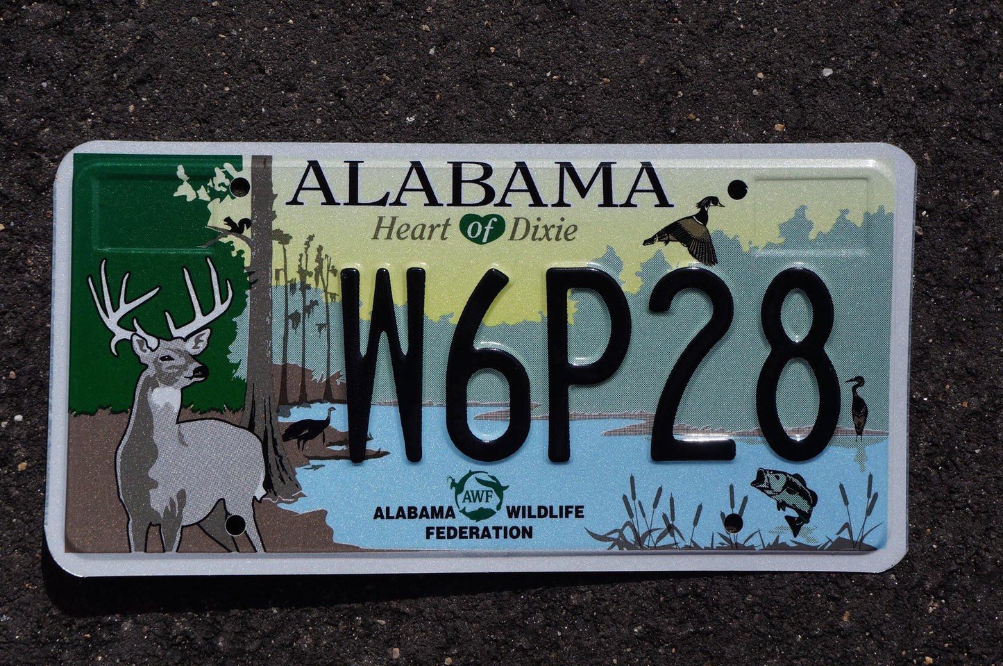 Alabama WILDLIFE FEDERATION AWF Colorful Graphic License Plate - Deer bird lake
