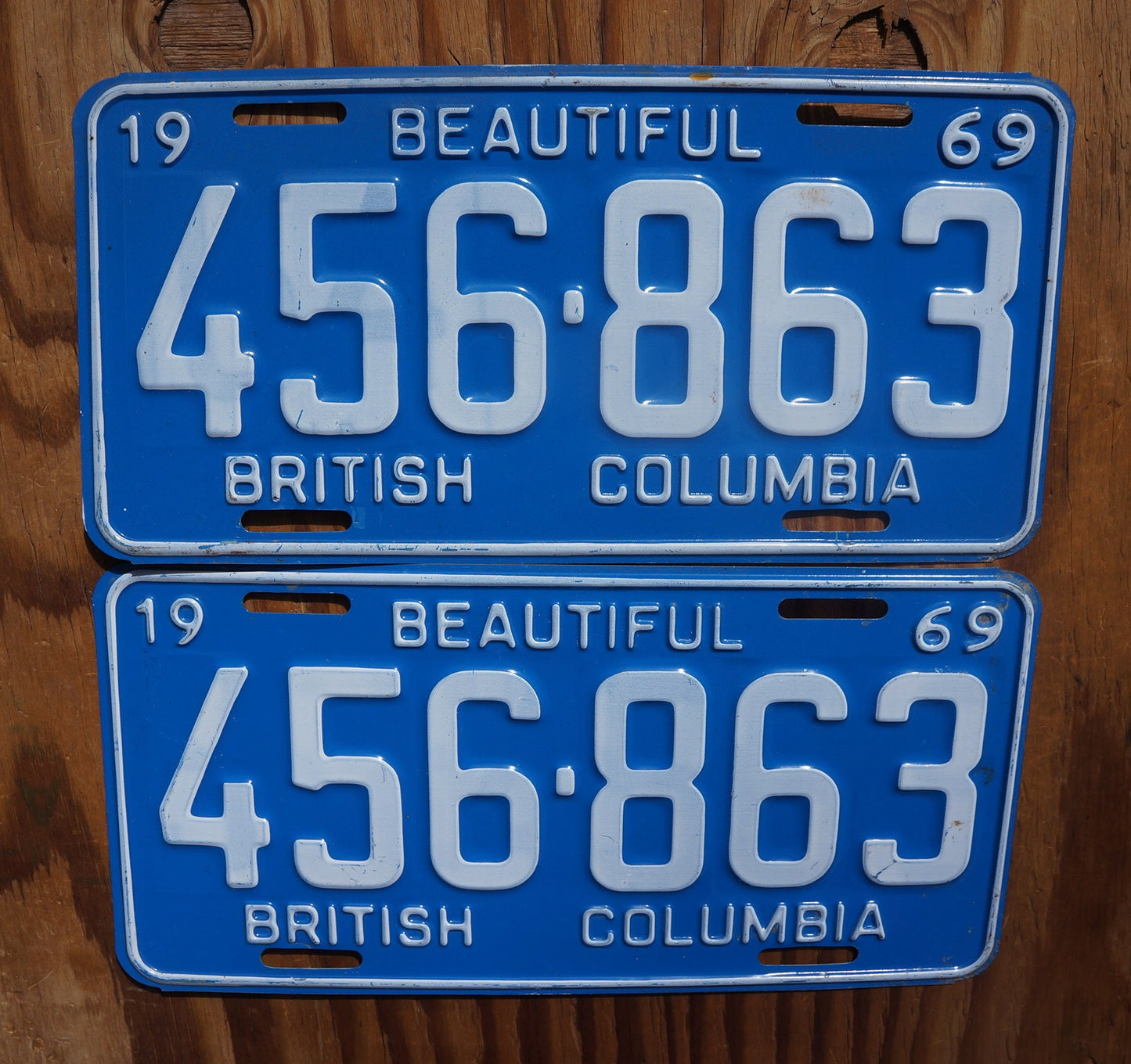 1969 Vintage British Columbia Canada License Plate PAIR