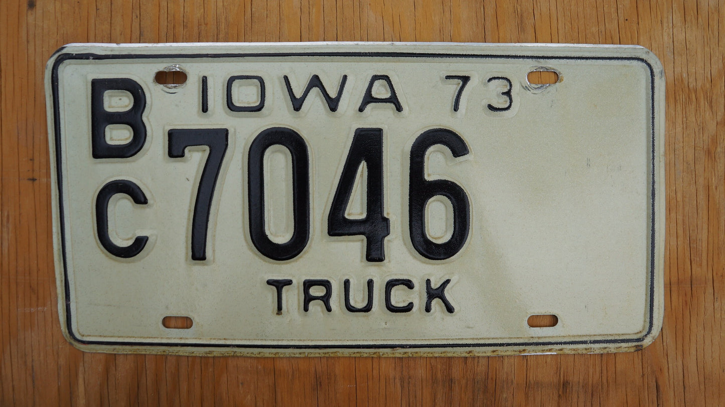 1973 Iowa TRUCK License Plate # BC 7046
