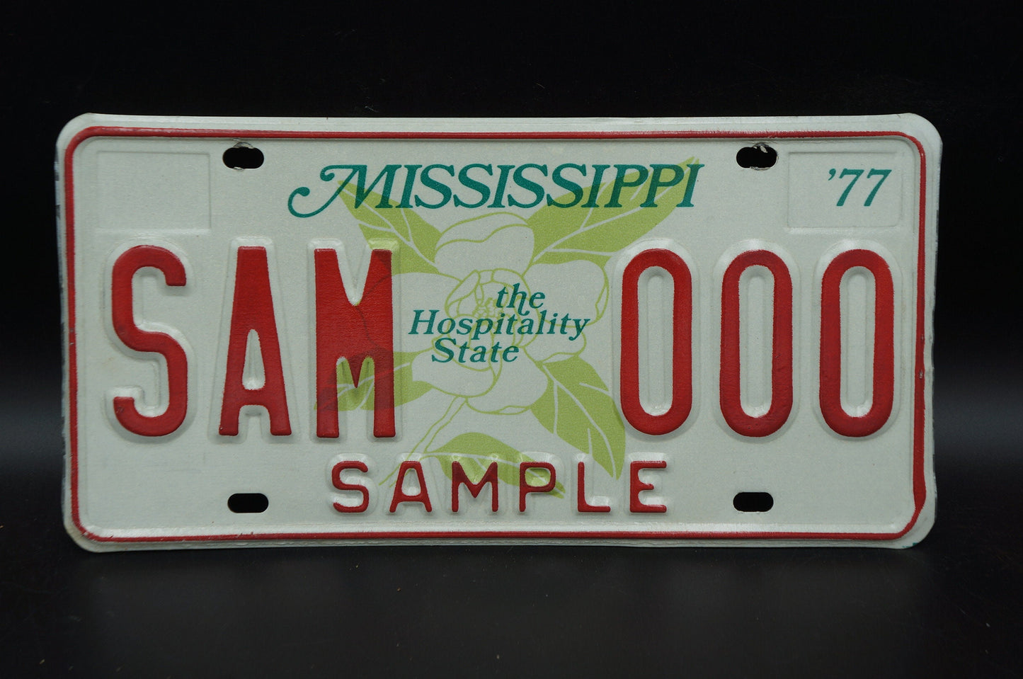 1977 Mississippi Magnolia Sample License Plate