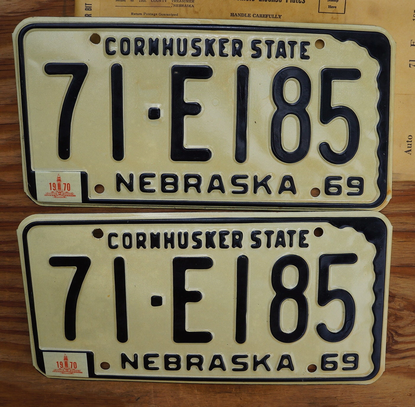 1969 1970 Nebraska License Plate Pair: 'Cornhusker State' Authentic Set