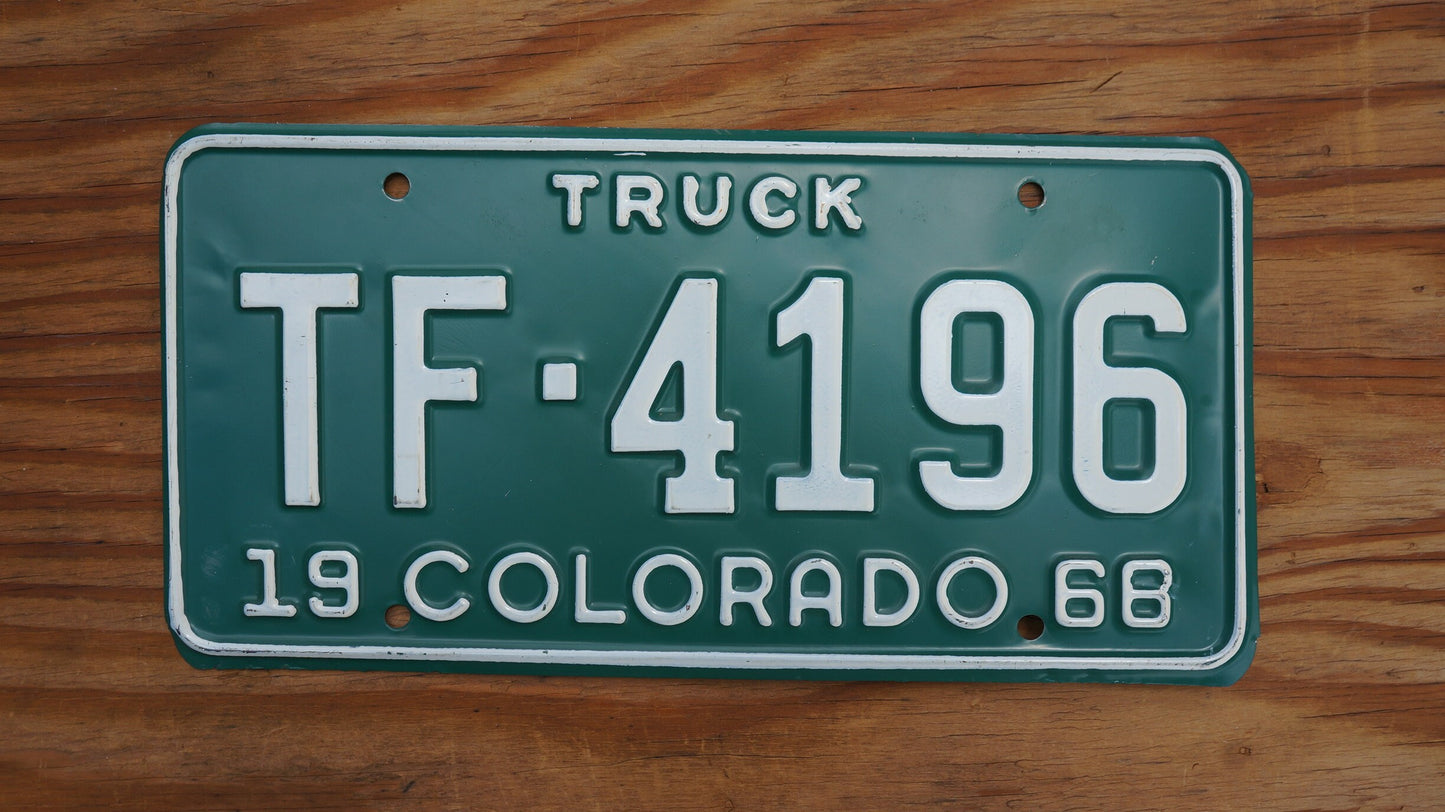 1968 Colorado Truck Green License Plate