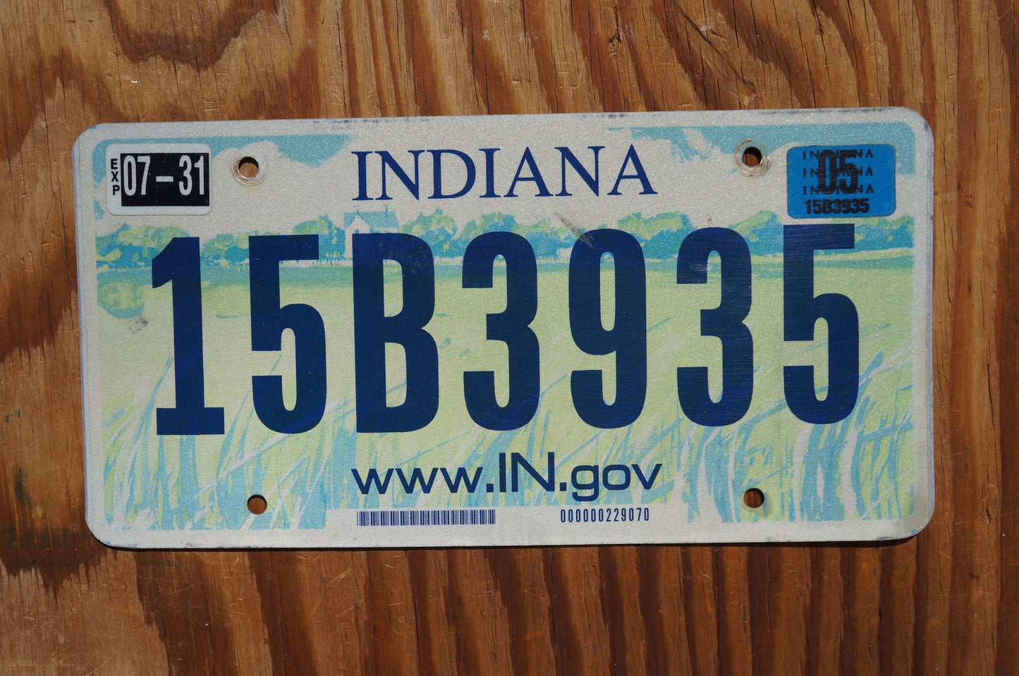 2005 Indiana Green Graphic License Plate