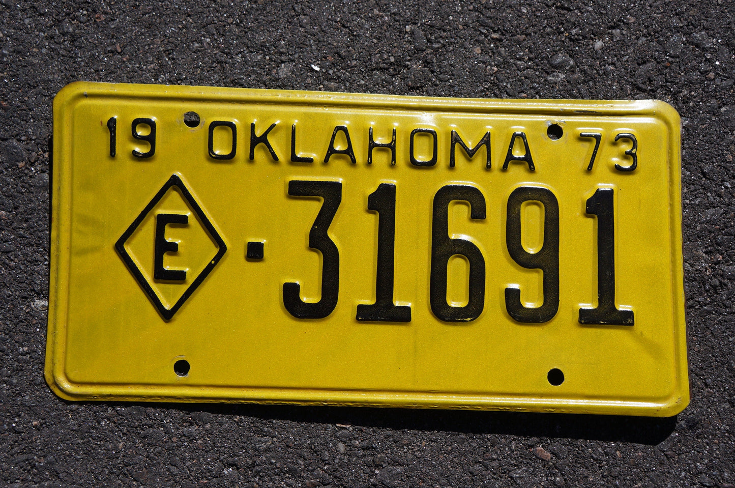1973 Oklahoma EXEMPT Yellow License Plate