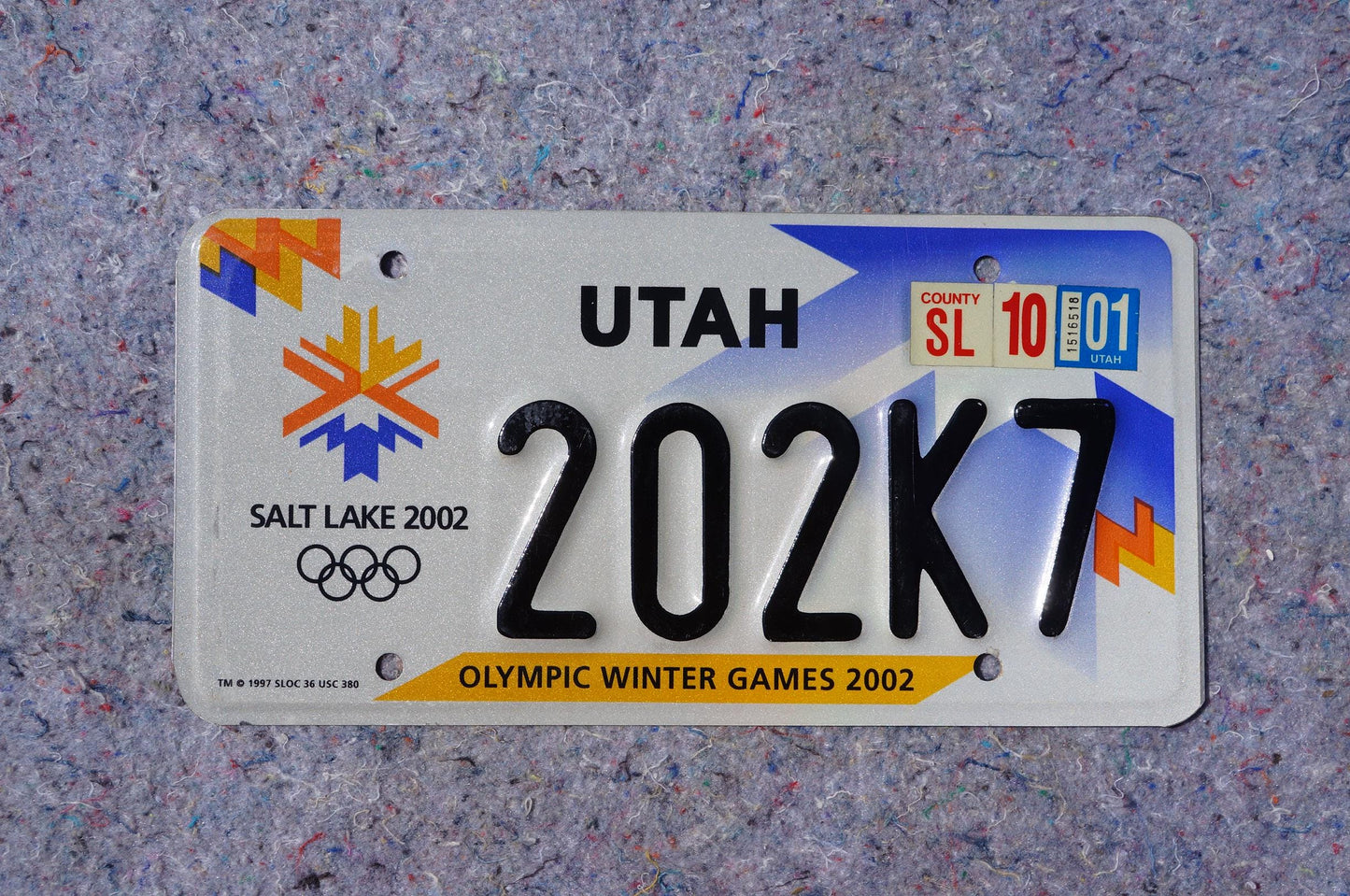 2001 Utah Salt Lake Winter Olympic Games 2002 License Plate