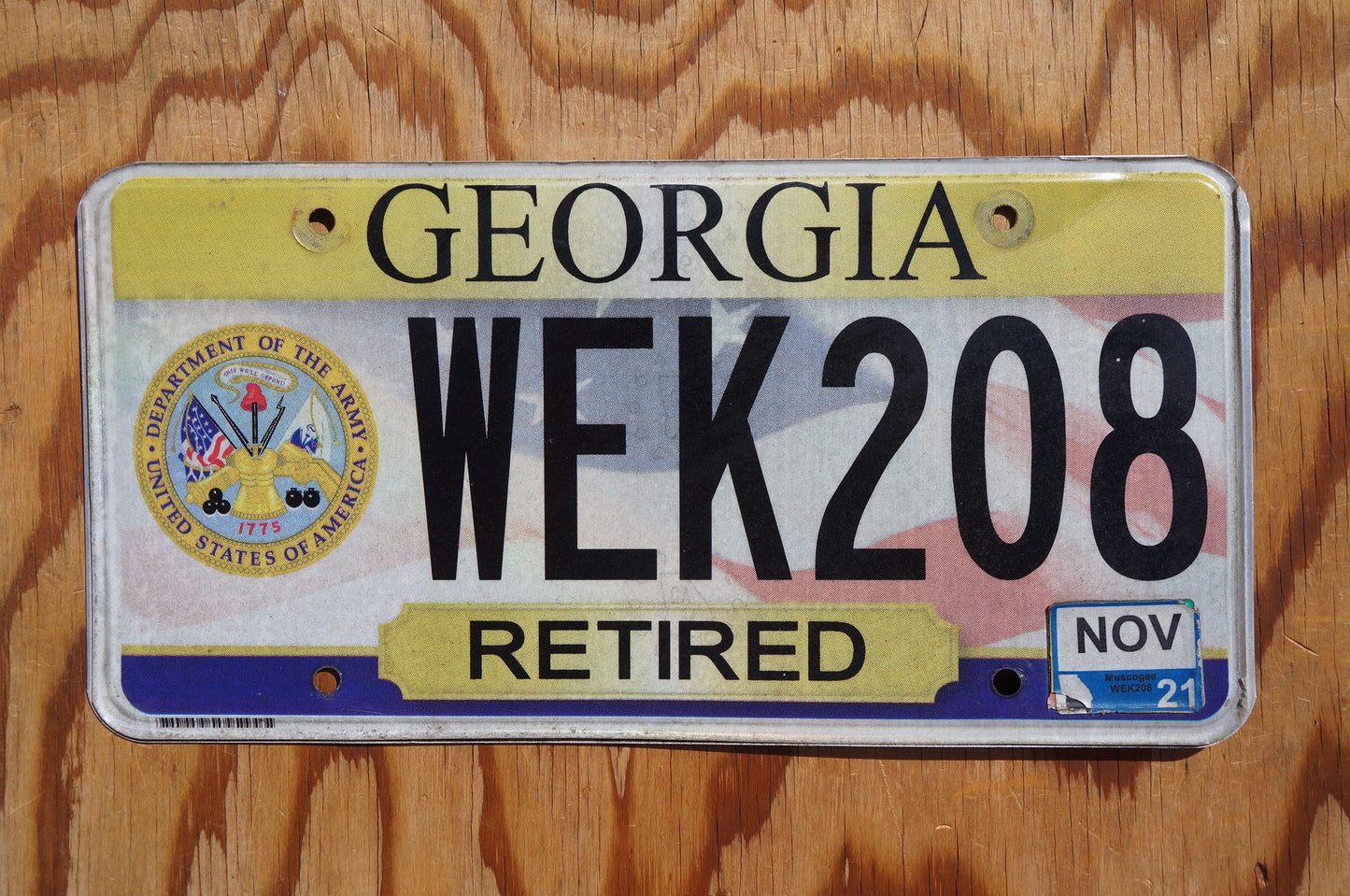 2021 Georgia US ARMY RETIRED License Plate