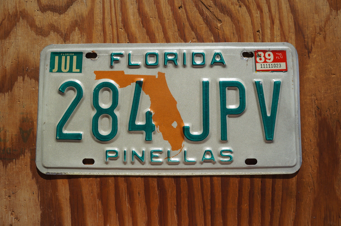 1989 Florida State Shape Vintage License Plate