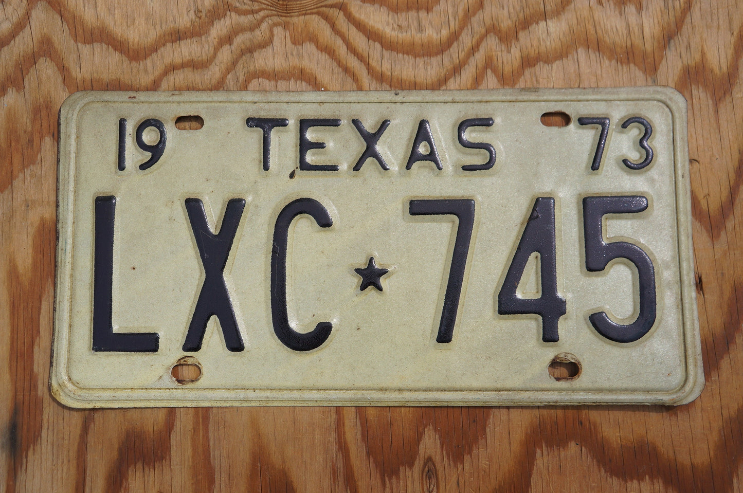 1973 Texas Lone Star State License Plate # LXC - 745