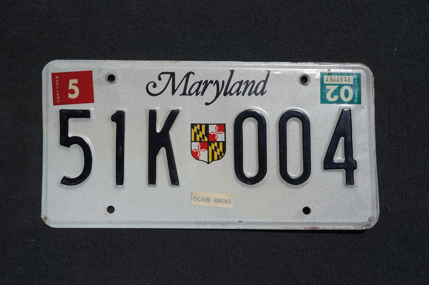 2002 Maryland Vintage License Plate # 9CL E56
