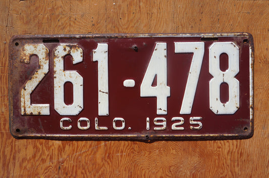 1925 Colorado Passenger License Plate #261 - 478