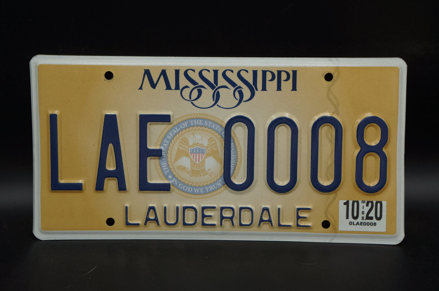 2020 Mississippi Gold License Plate # LAE - 0008