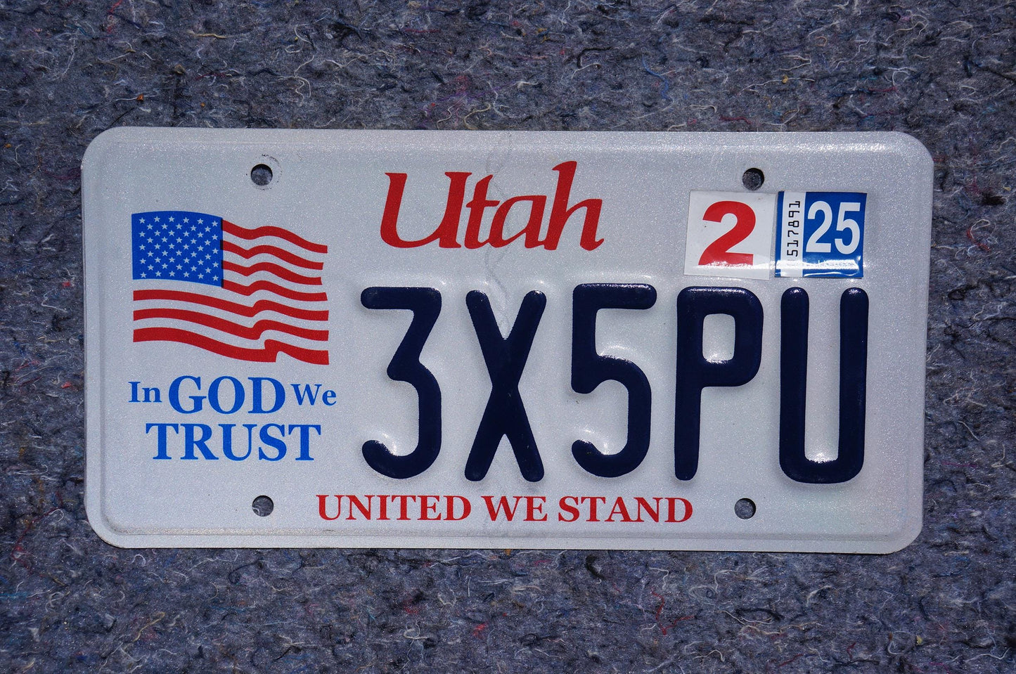 2025 Utah American Flag License Plate - In God We Trust - United We Stand