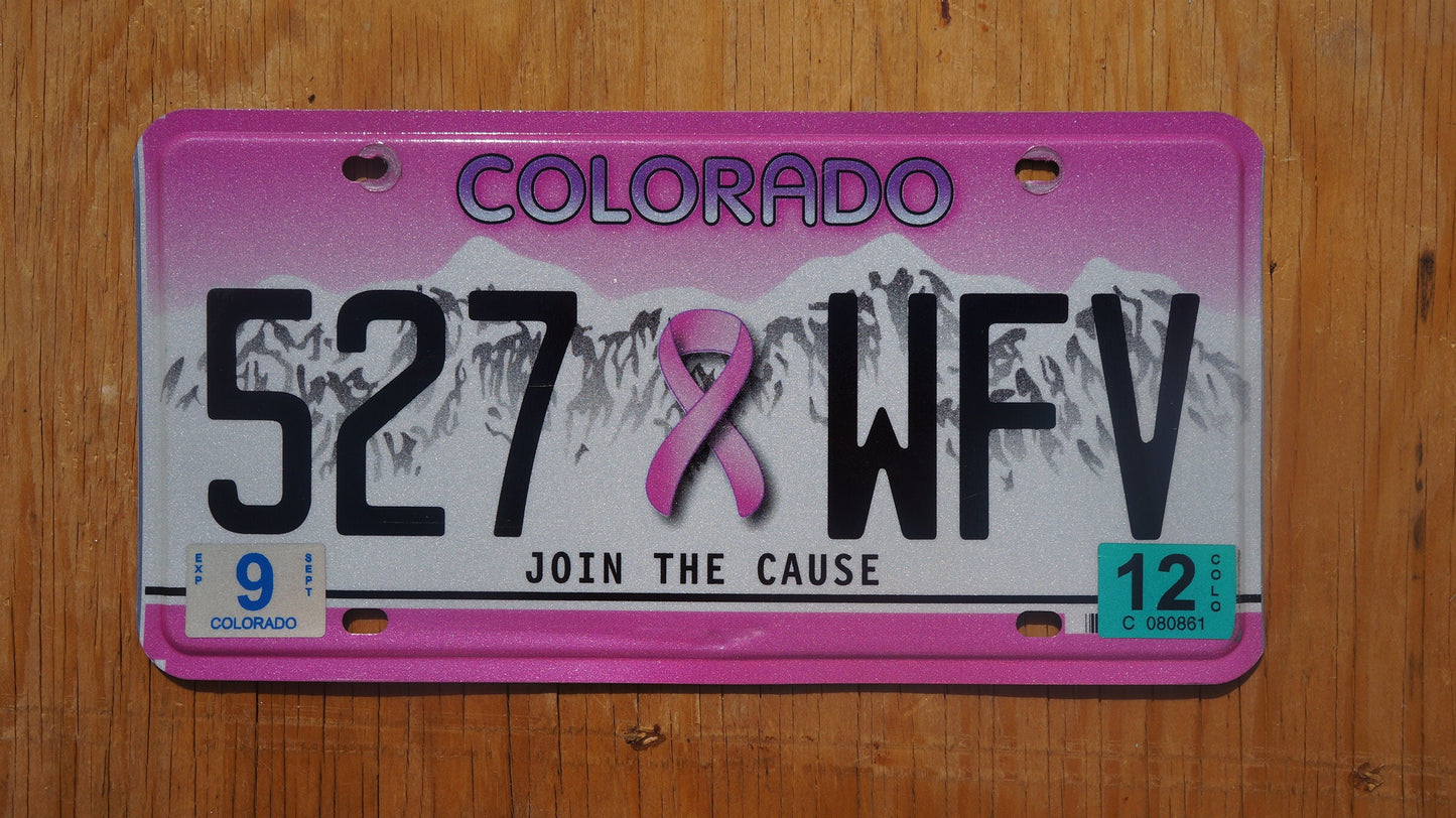 2012 Colorado PINK RIBBON - Join The Cause - Women Heath - Cancer - License Plate