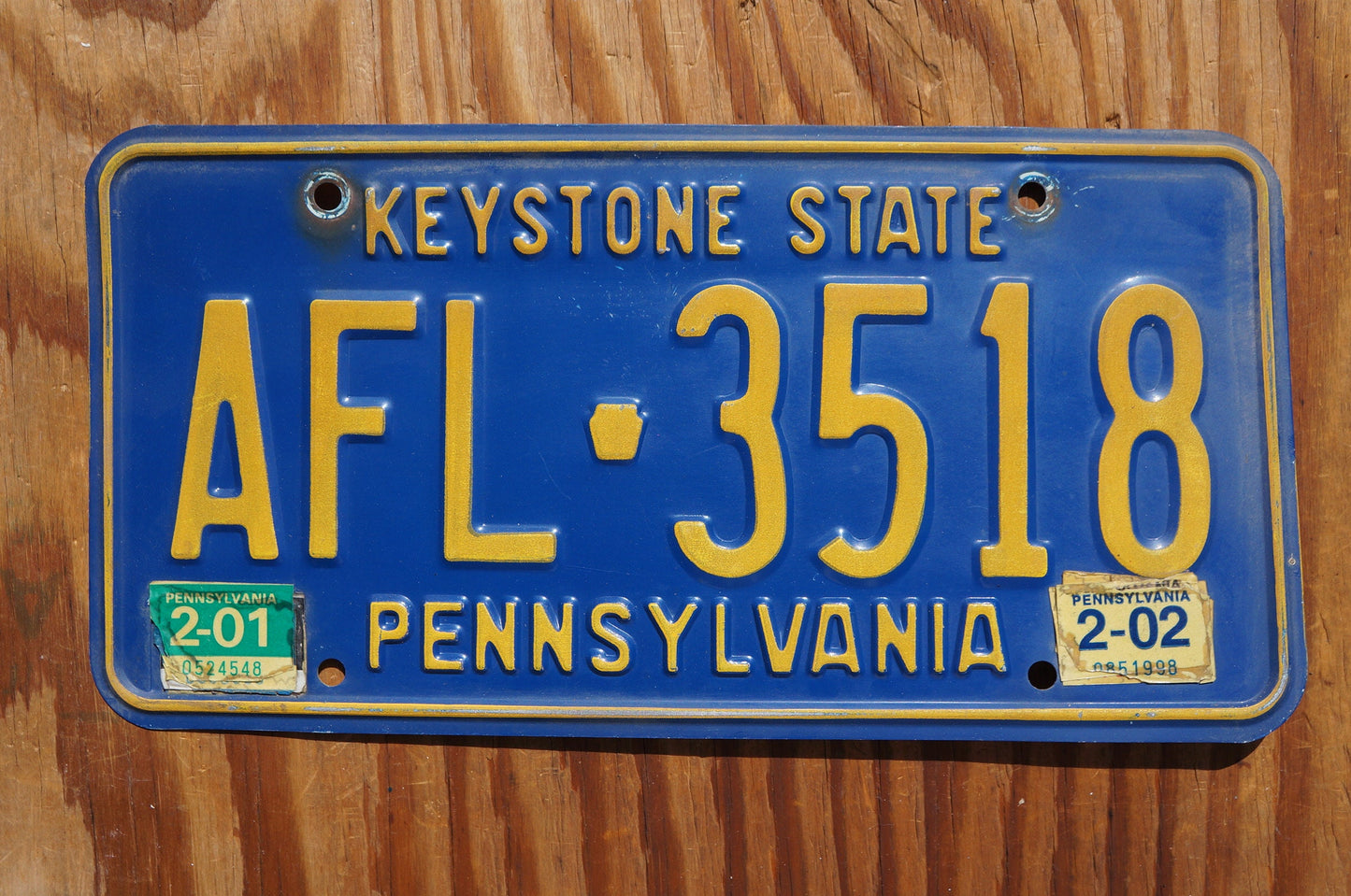 2001 2002 Pennsylvania KEYSTONE STATE Blue License Plate