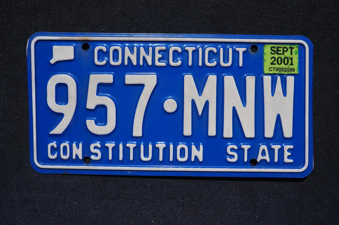 2001 Connecticut Blue Vintage License Plate - Constitution State
