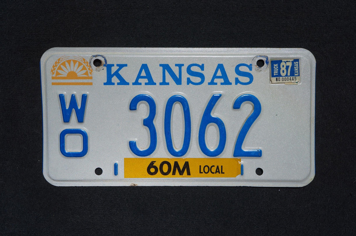 1987 Kansas Vintage License Plate # 3062