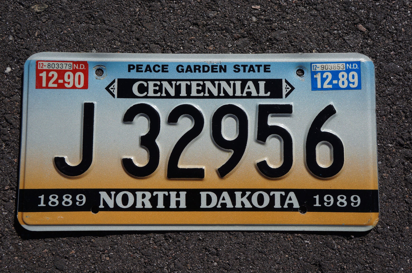 1989 1990 North Dakota Centennial License Plate