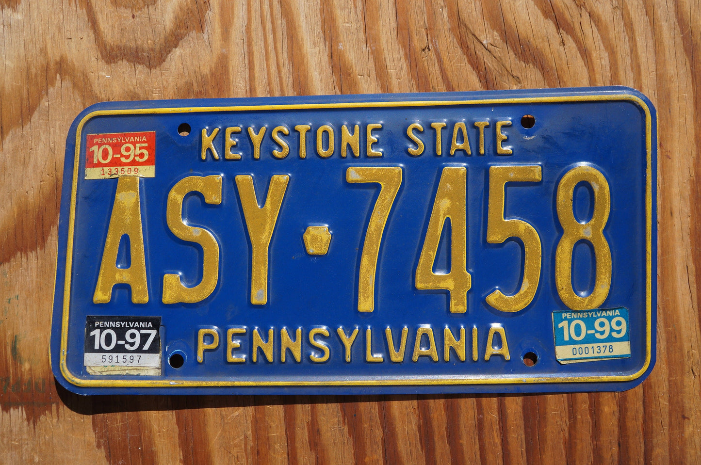 1995 1997 1999 Pennsylvania KEYSTONE STATE Blue License Plate