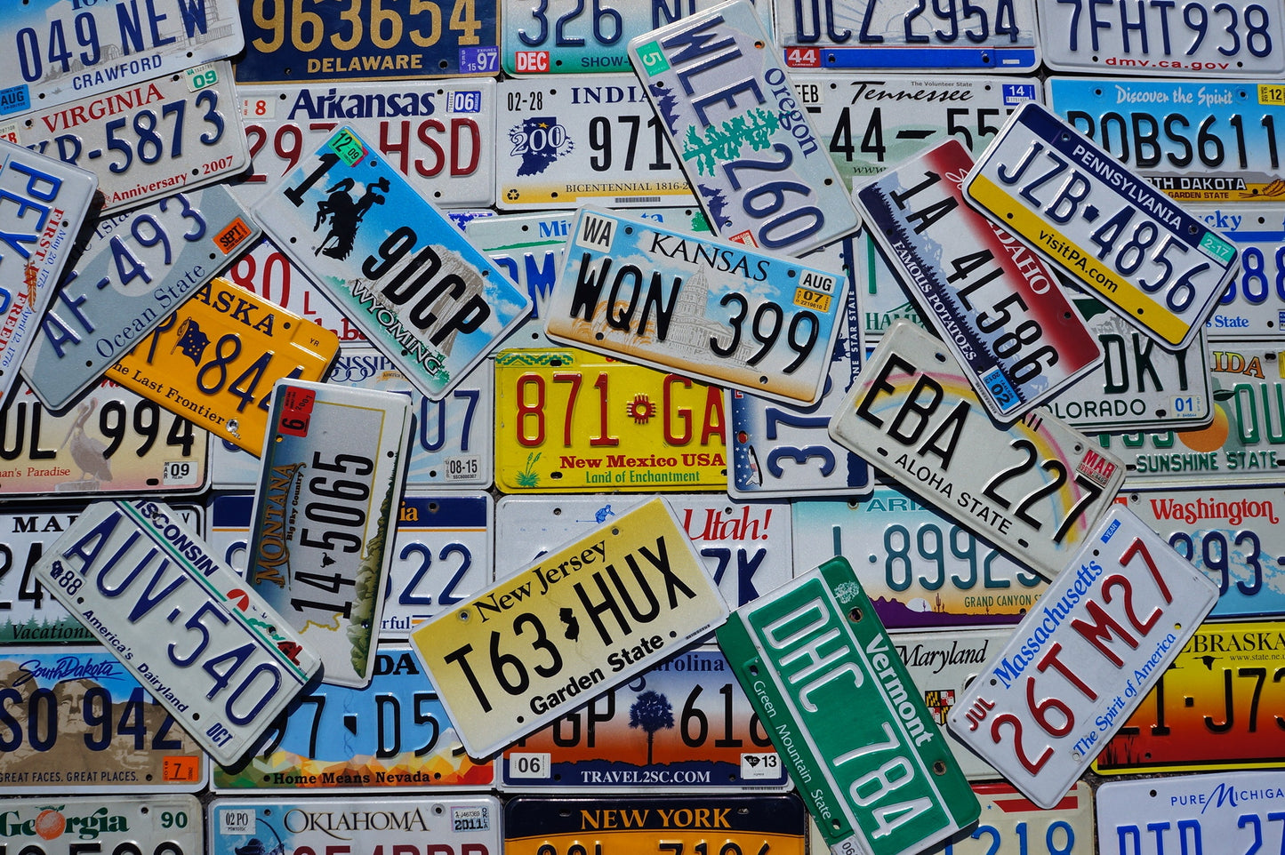 COMPLETE SET : ALL 50 STATES USA LICENSE PLATES LOT + Mexico Canada Panama Tags