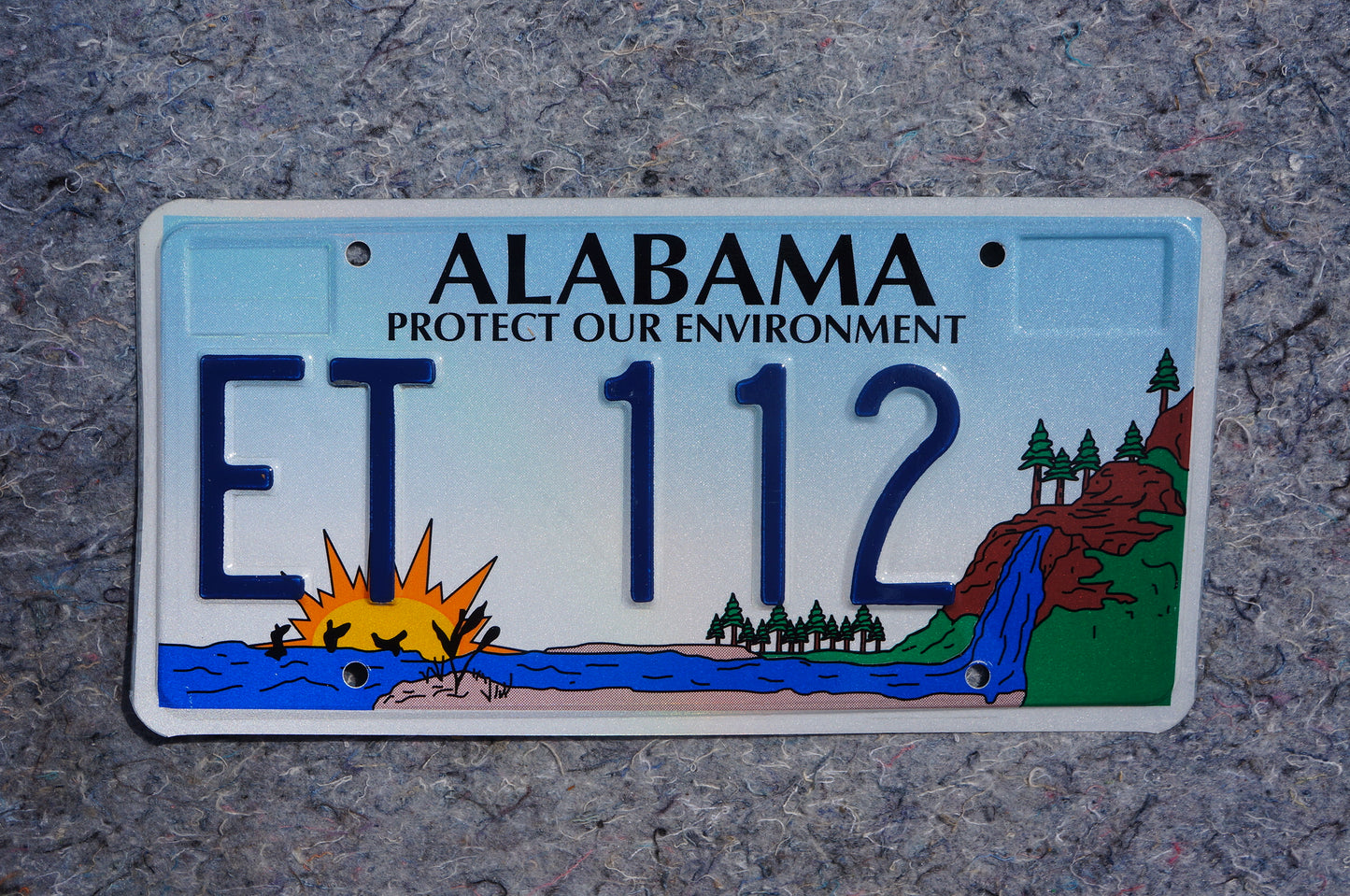 Alabama PROTECT OUR ENVIRONMENT License Plate - Colorful & Graphic - Sea Sunrise Mountain River