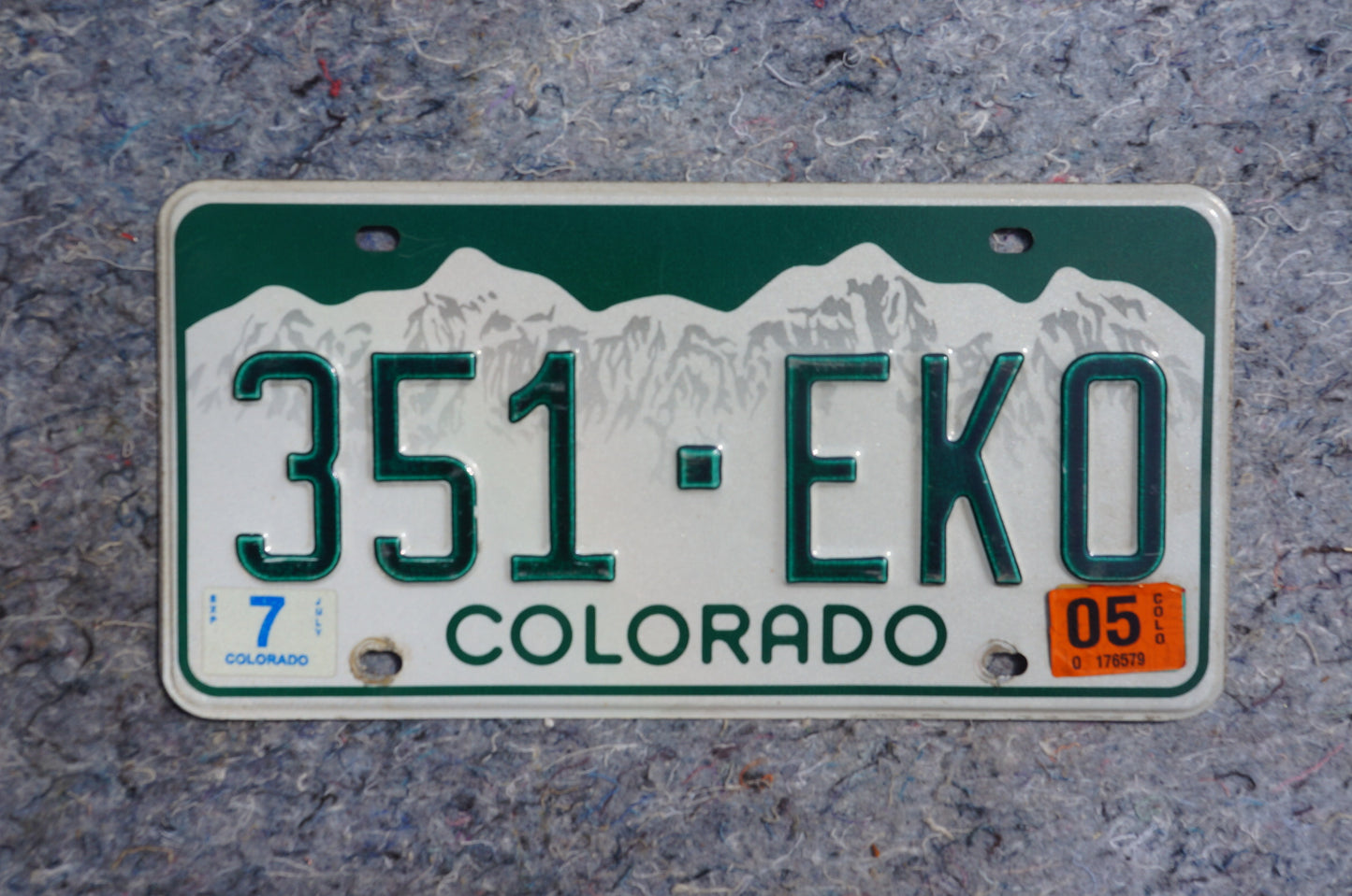 2005 Colorado License Plate # 351 EKO ECHO