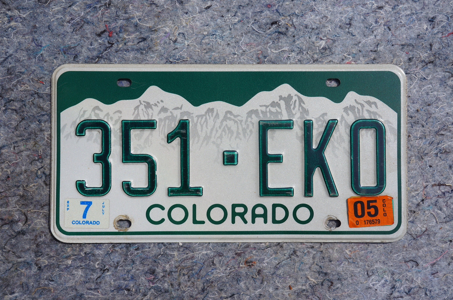 2005 Colorado License Plate # 351 EKO ECHO