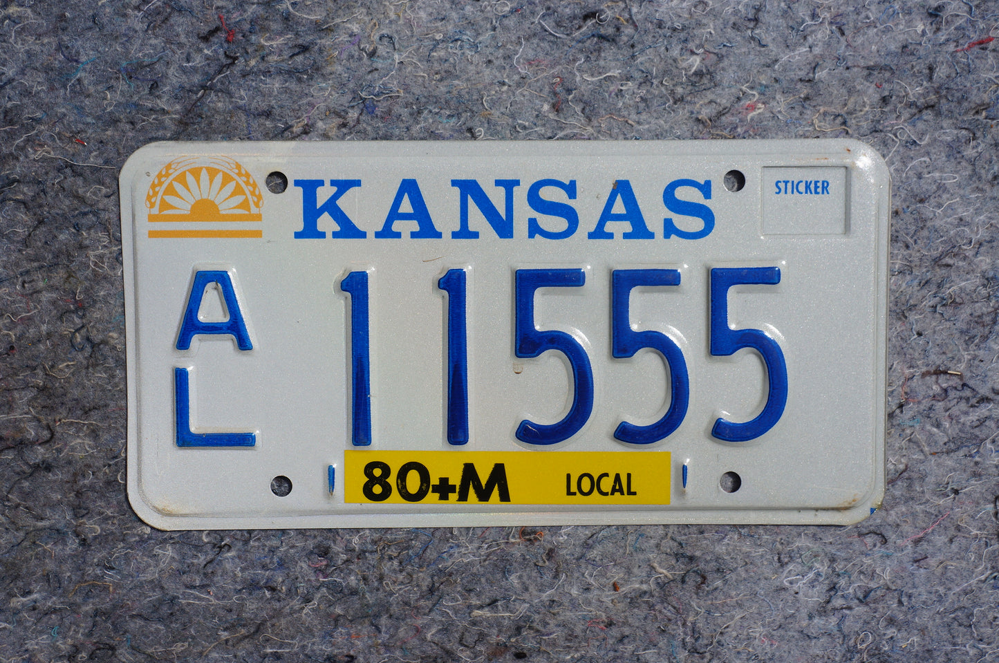 1980s Kansas Vintage License Plate # 11555