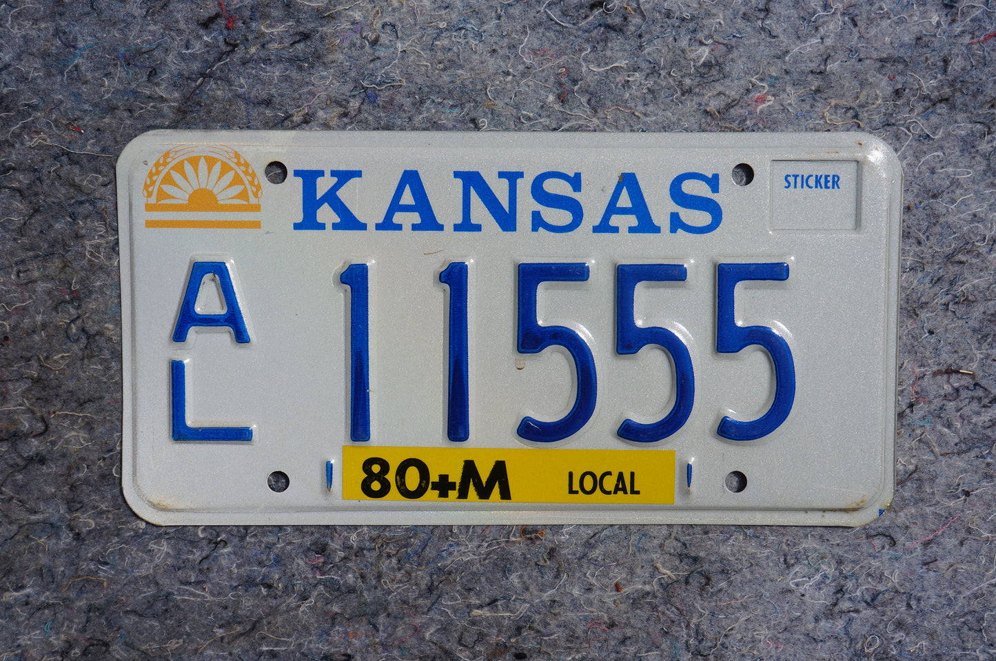 1980s Kansas Vintage License Plate # 11555