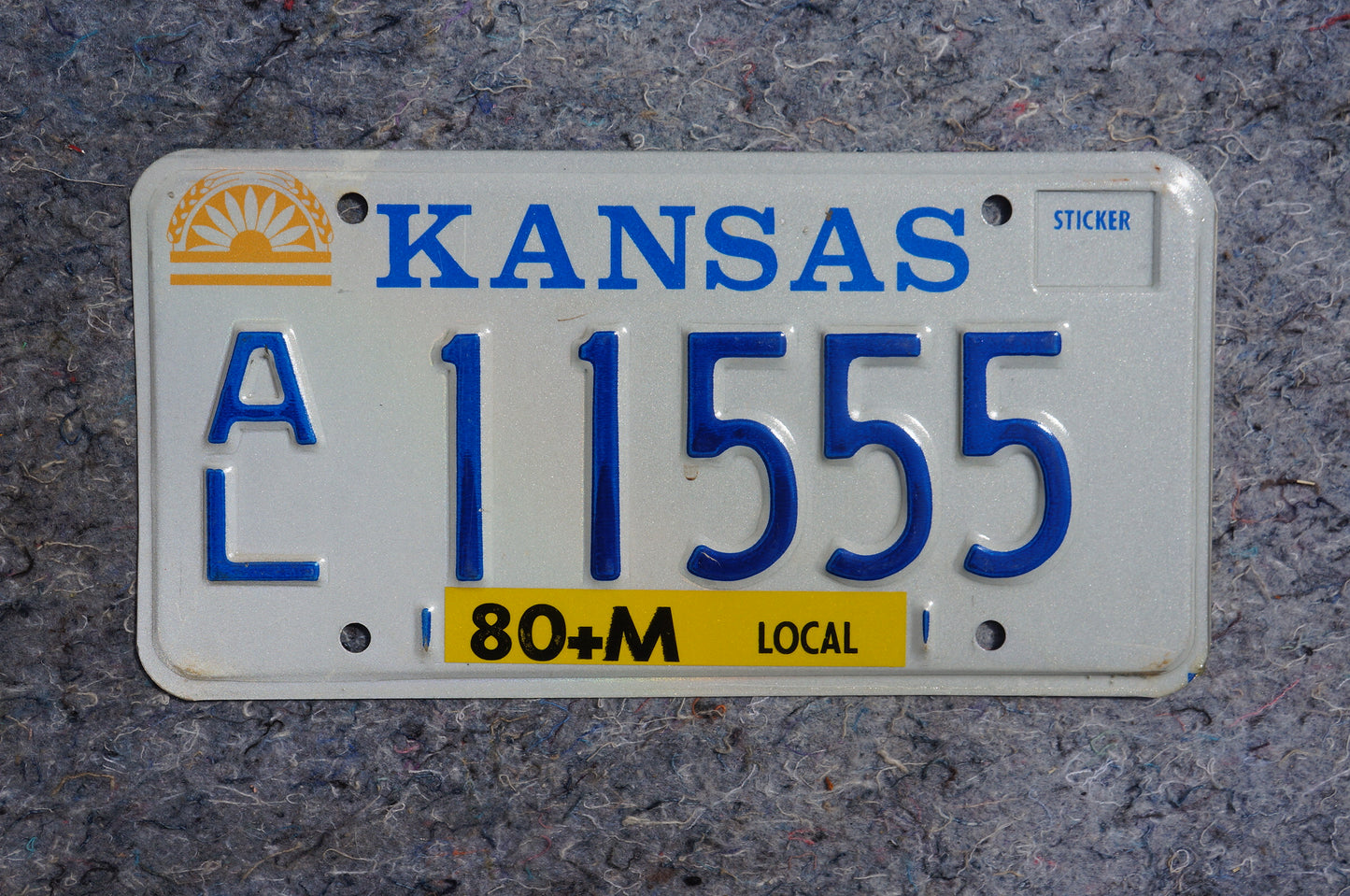 1980s Kansas Vintage License Plate # 11555