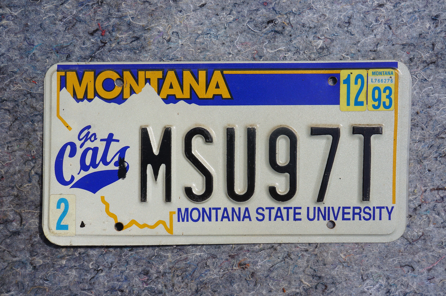 1993 Montana State University License Plate - GO CATS