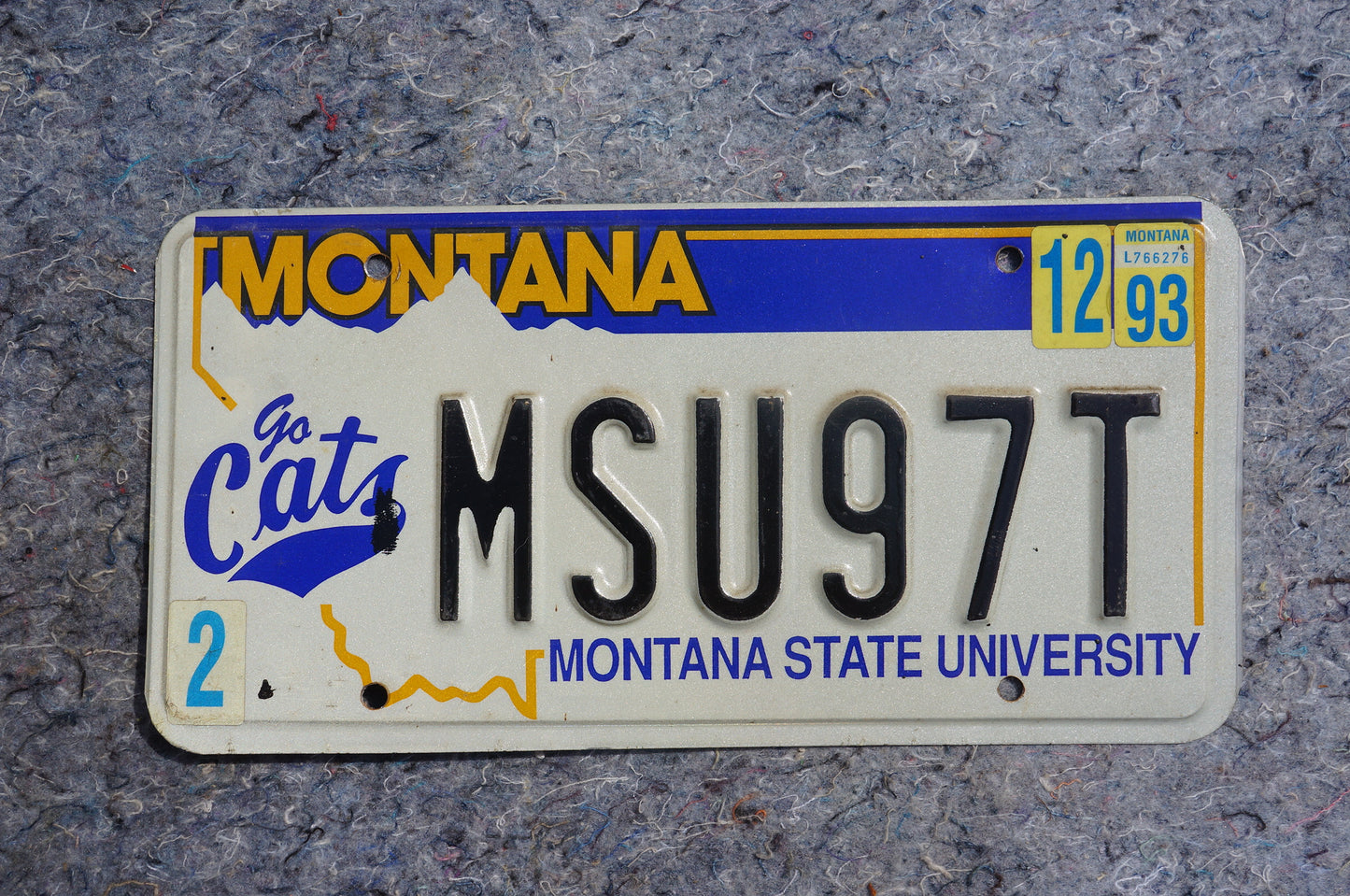 1993 Montana State University License Plate - GO CATS
