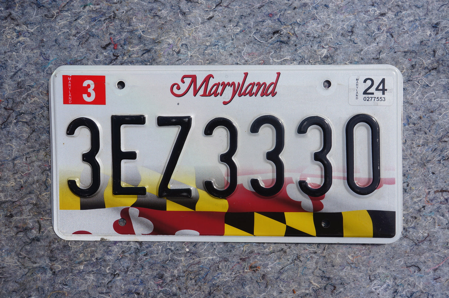 2024 Maryland Flag License Plate # 3EZ3330