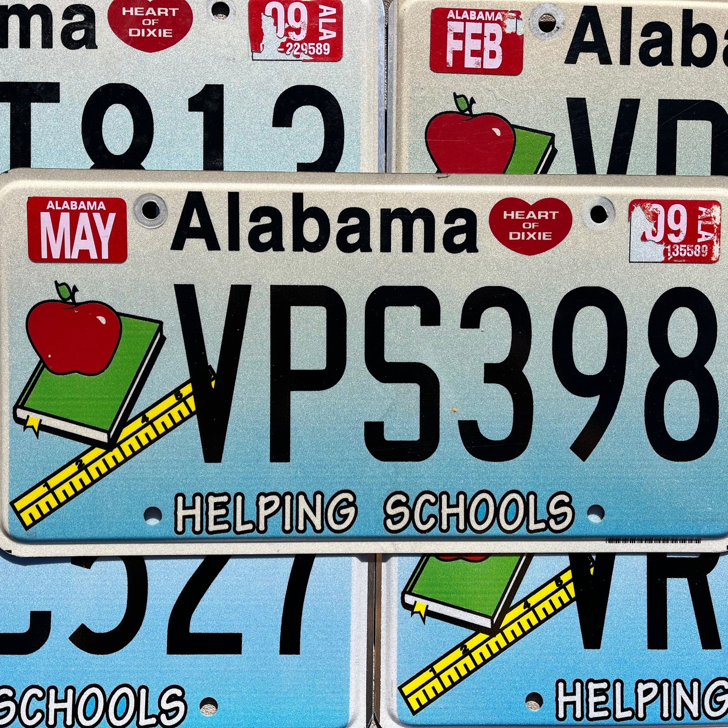 2000s Alabama Helping Schools Colorful Graphic License Plate SUPPORT EDUCATION