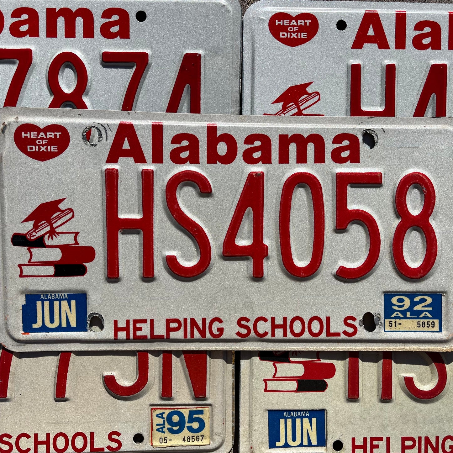 1990s Alabama Helping Schools Vintage Red License Plate SUPPORT EDUCATION