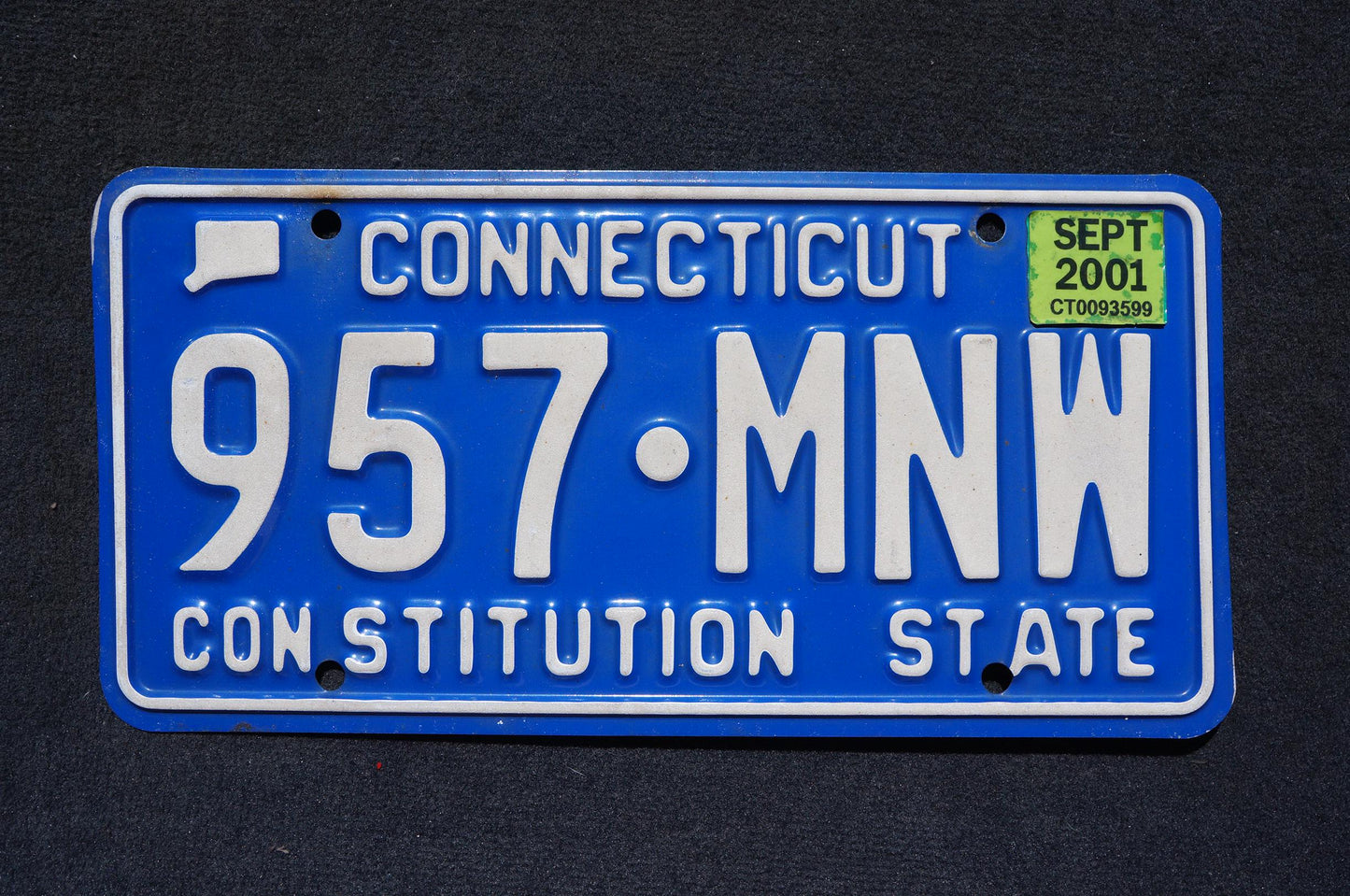 2001 Connecticut Blue Vintage License Plate - Constitution State