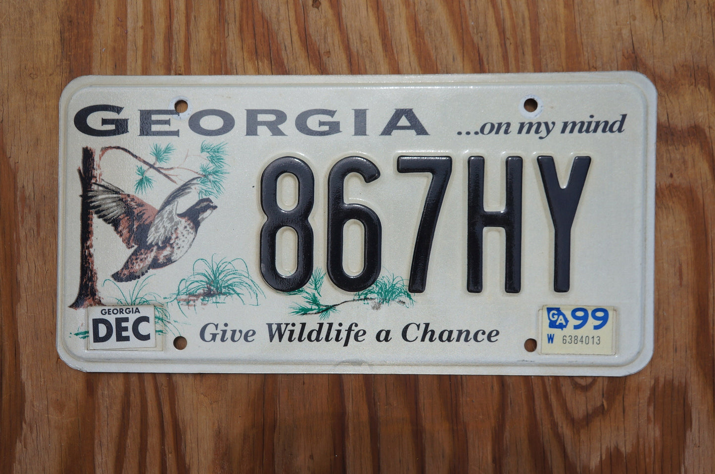 2003 Georgia Give Wildlife A Chance Bird Graphic License Plate