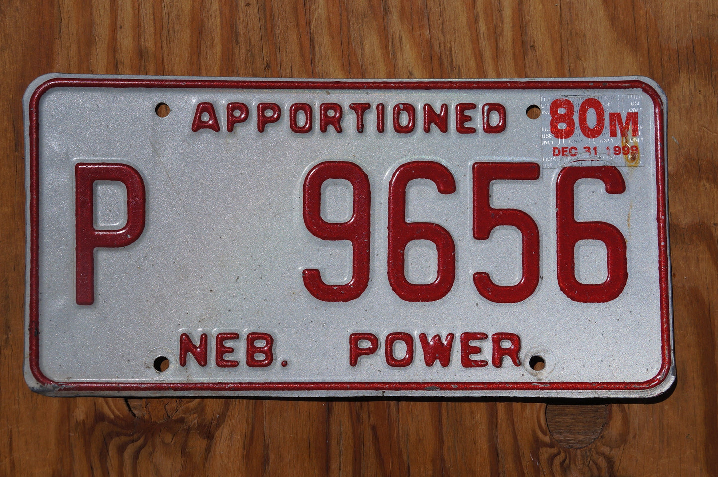1980 Nebraska APPORTIONED POWER Semi Truck Tractor TRAILER License Plate P 9656