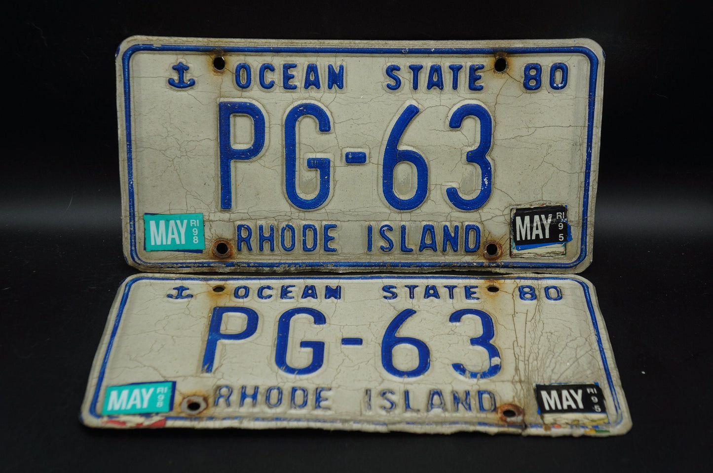 1980 Rhode Island Vintage License Plate PAIR / SET # PG - 63