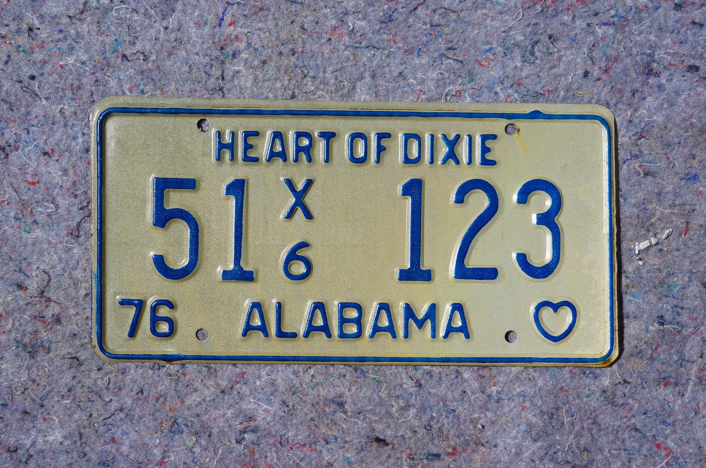 1976 Alabama Vintage License Plate # 51 - 123