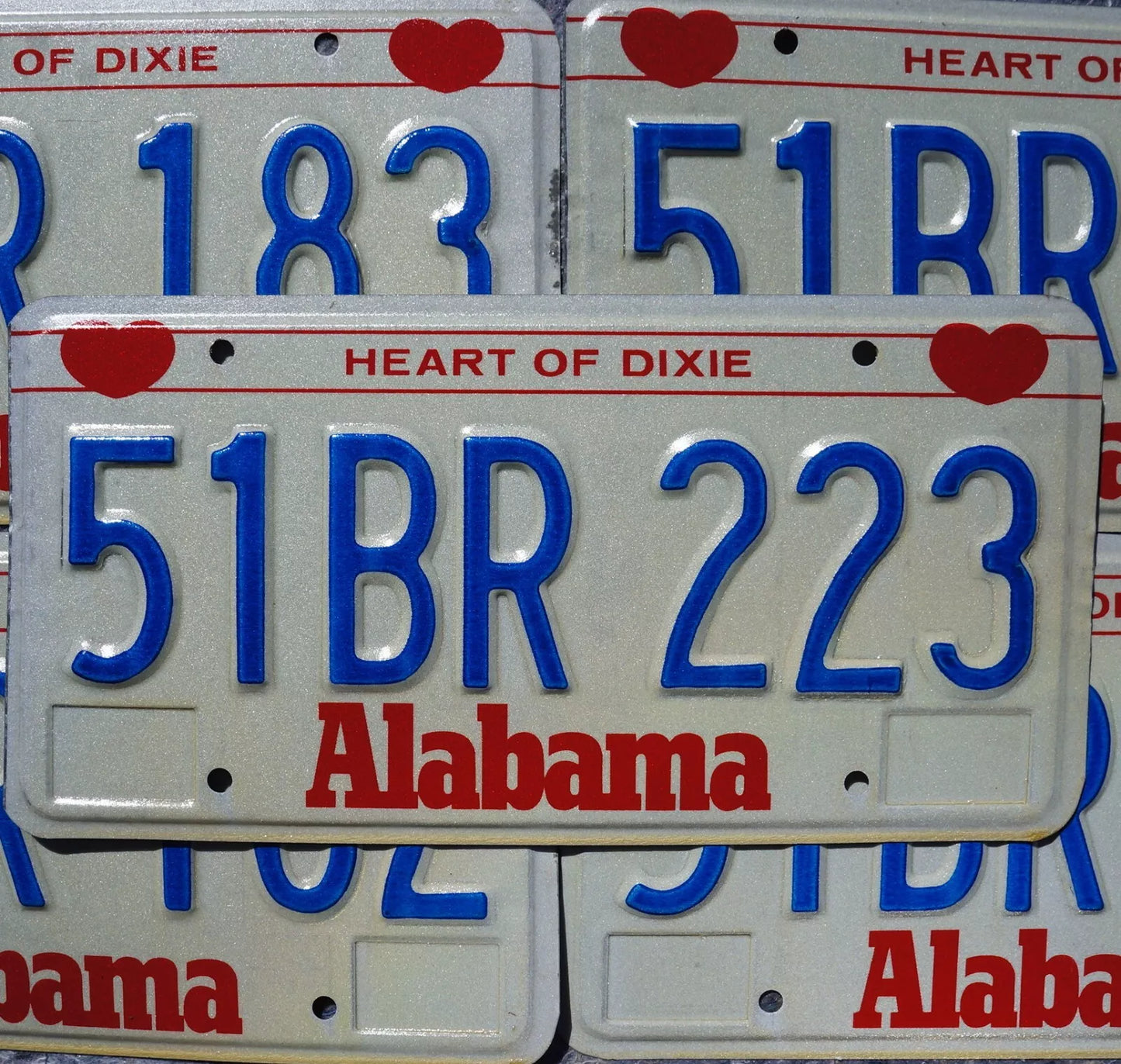 ALABAMA LICENSE PLATES - HEART OF DIXE VINTAGE EMBOSSED License Plate Tags