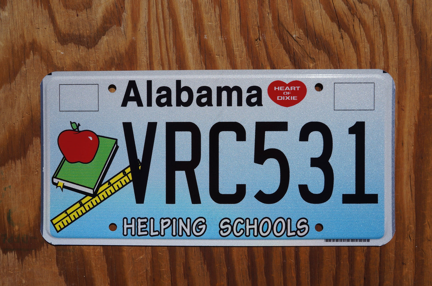 Alabama Helping Schools Graphic License Plate - Education Book Students Apple Ruler