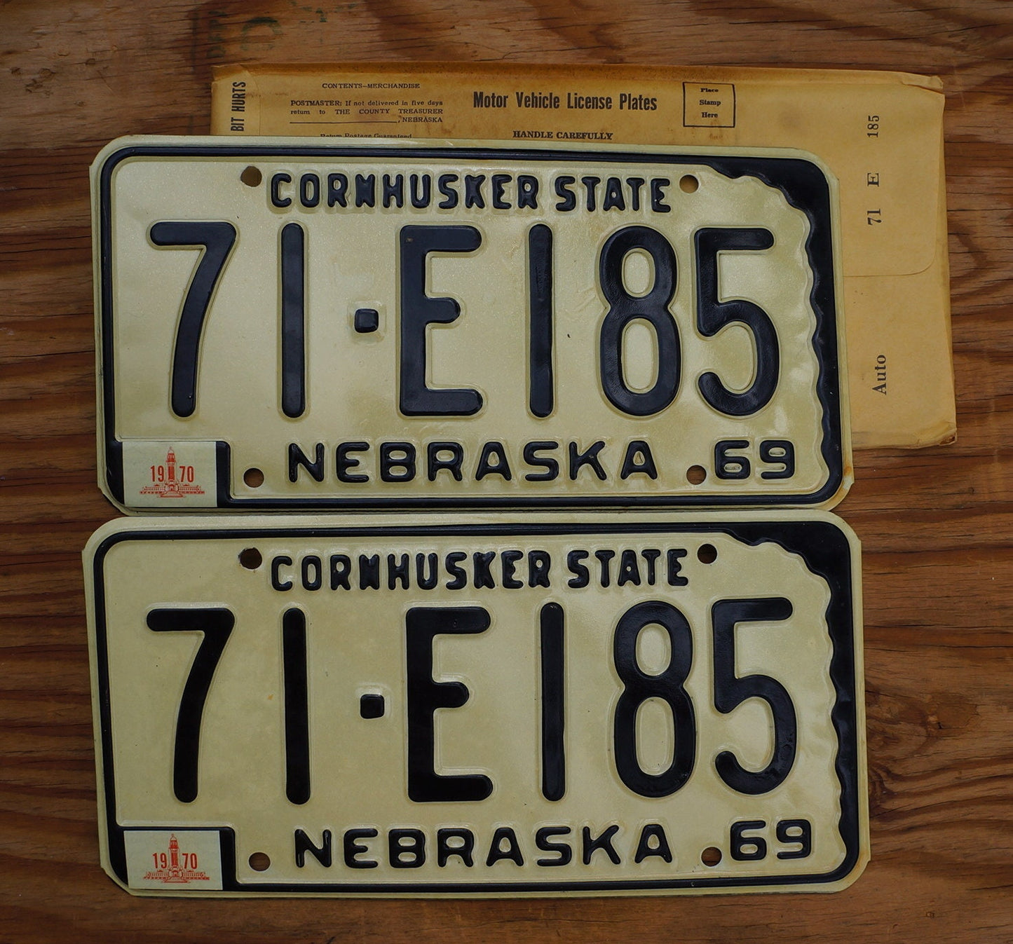 1969 1970 Nebraska License Plate Pair: 'Cornhusker State' Authentic Set