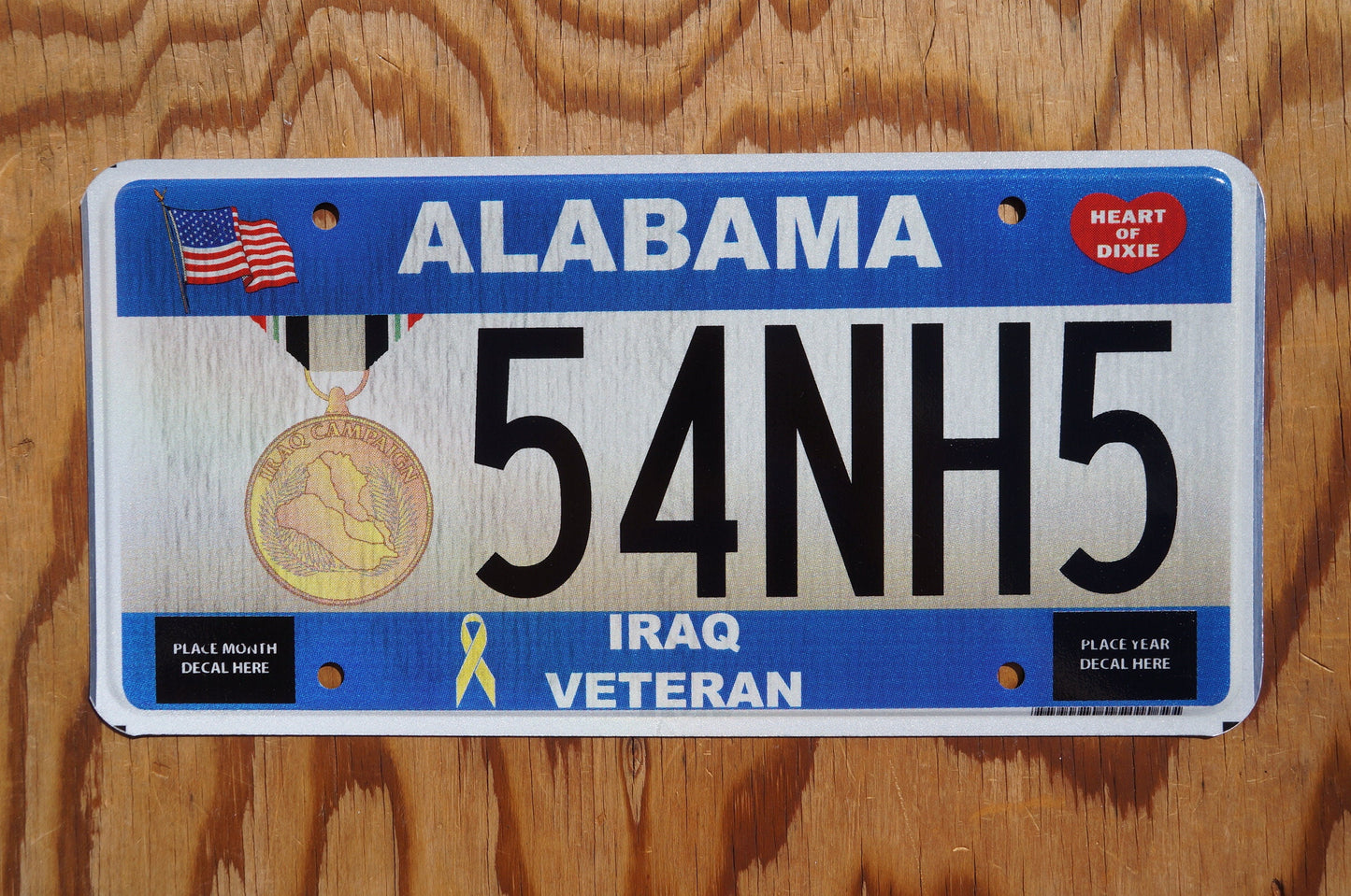 Alabama IRAQ VETERAN License Plate - Military Army Gold Metal