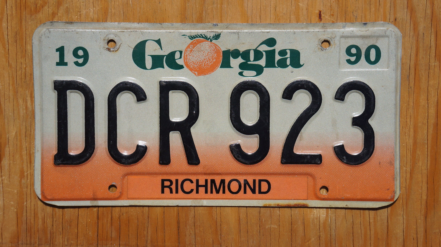 1990 Georgia Peach License Plate Richmond County