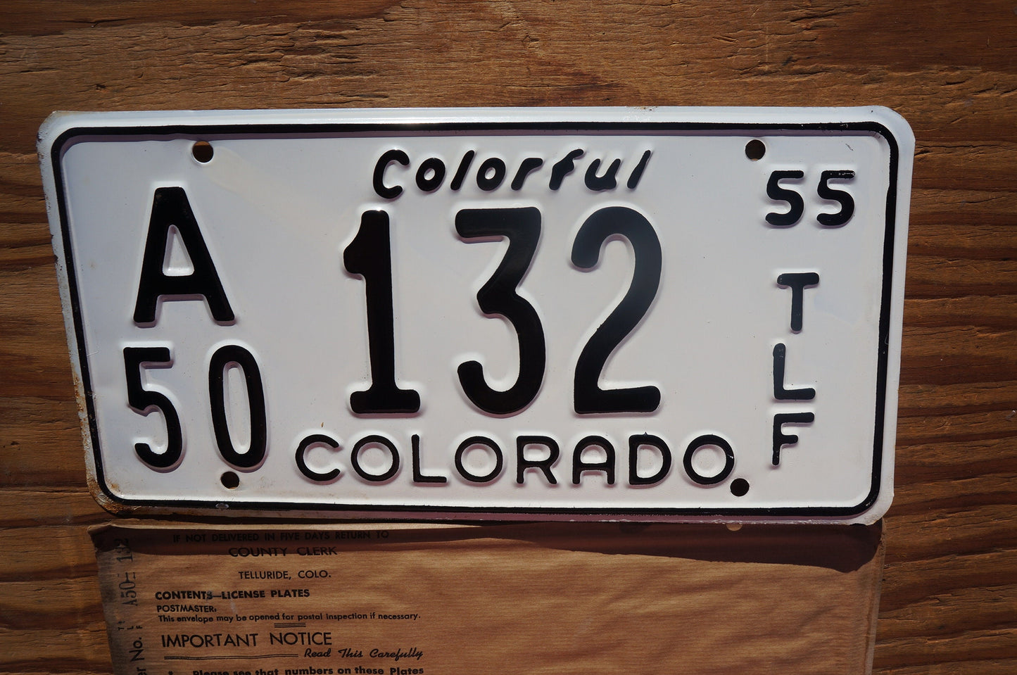 1955 Telluride Colorado License Plate #132