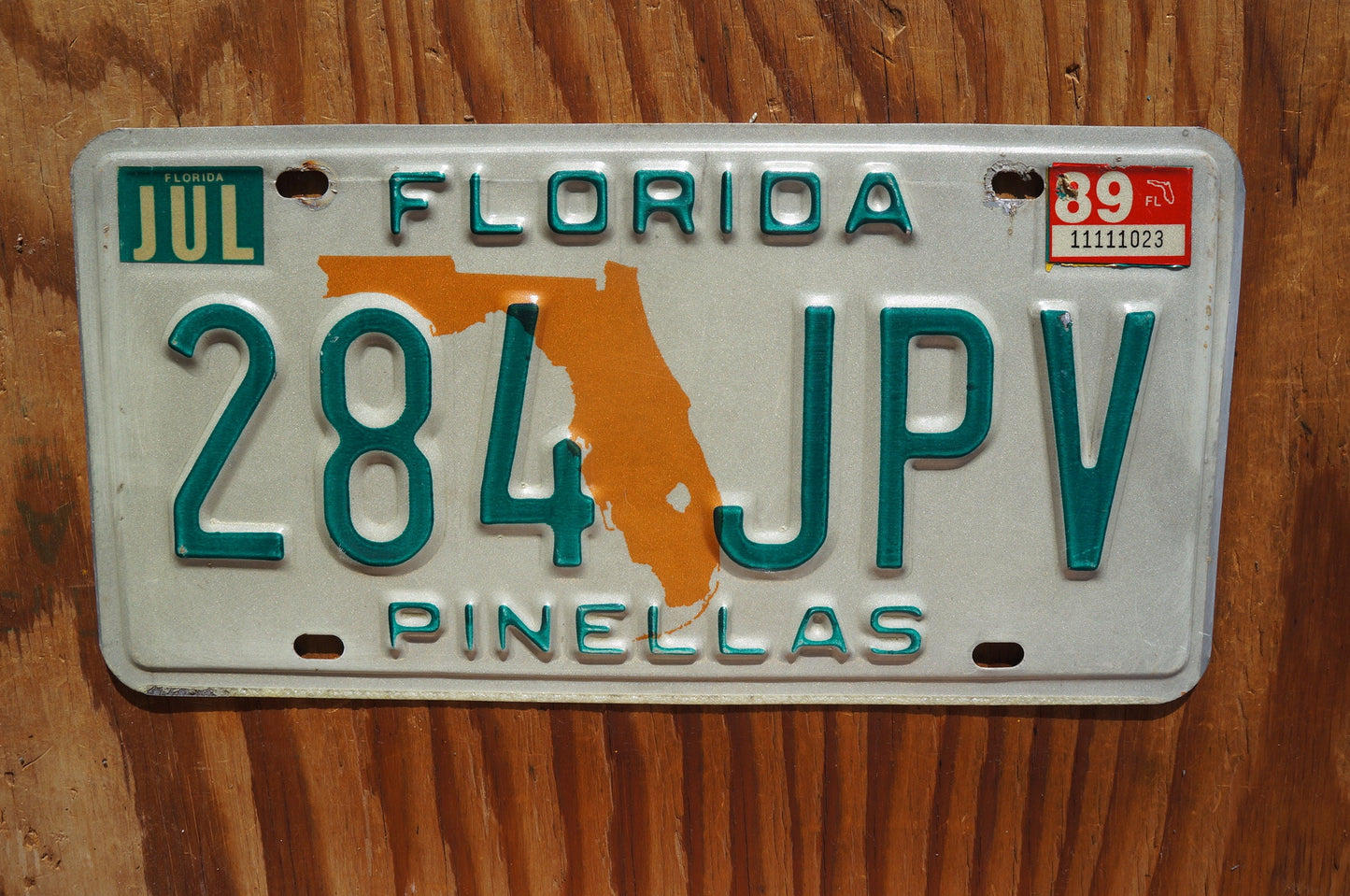 1989 Florida State Shape Vintage License Plate